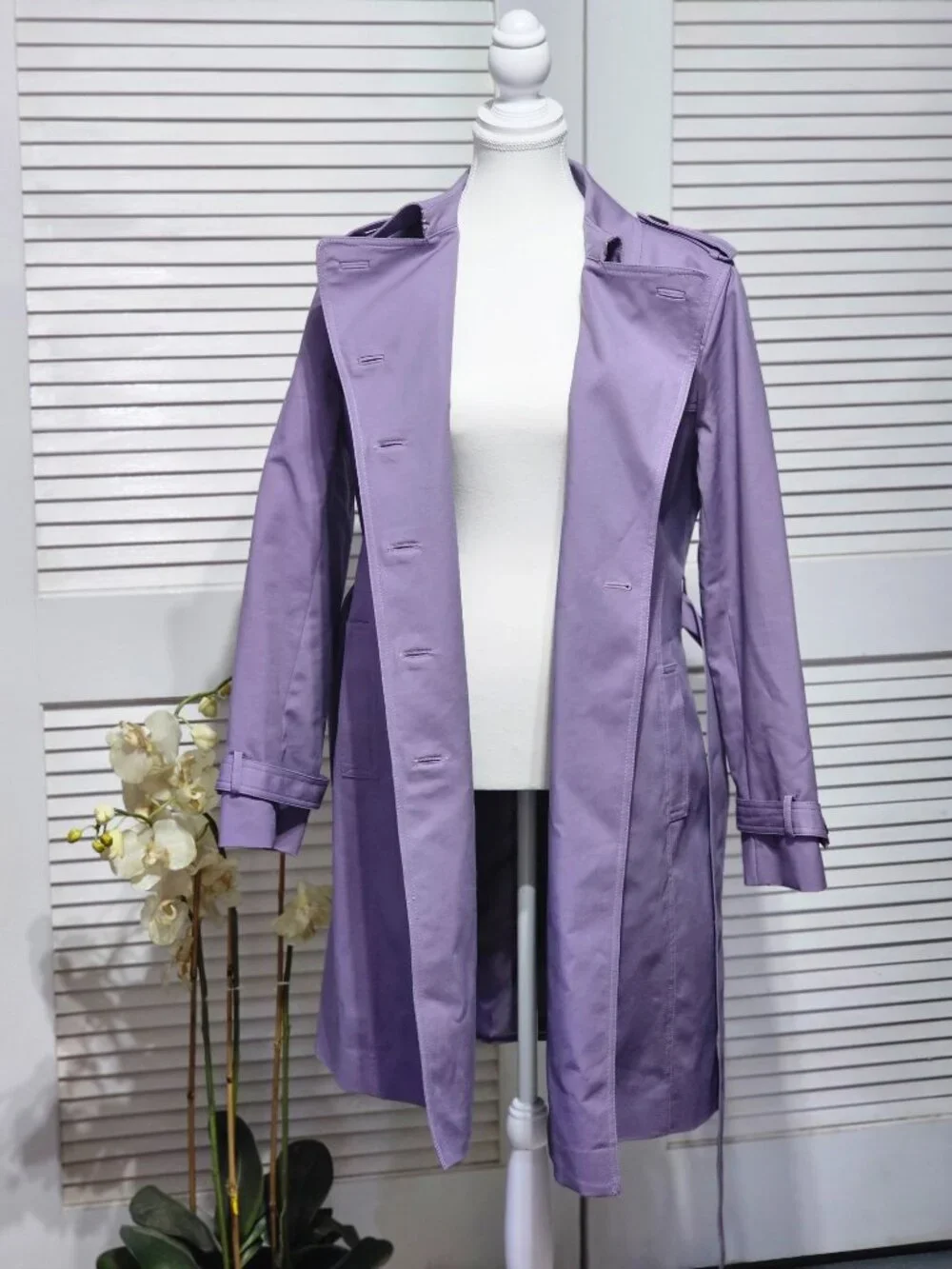 NWOT Hobbs London Women's Lavender Saskia Double-Breasted Trench Coat Sz 10 3299 - Picture 11 of 16